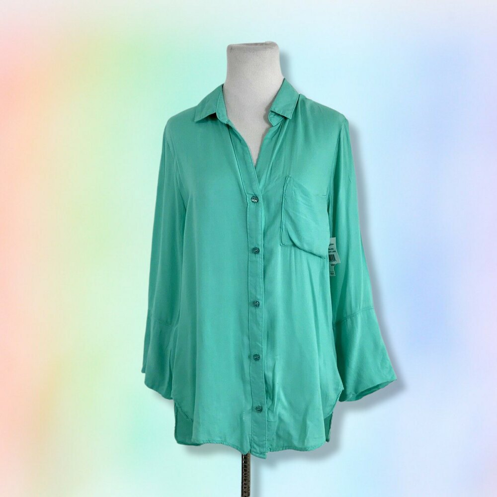 Cloth‎ & Stone button down top Green moonlight jade size S NEW